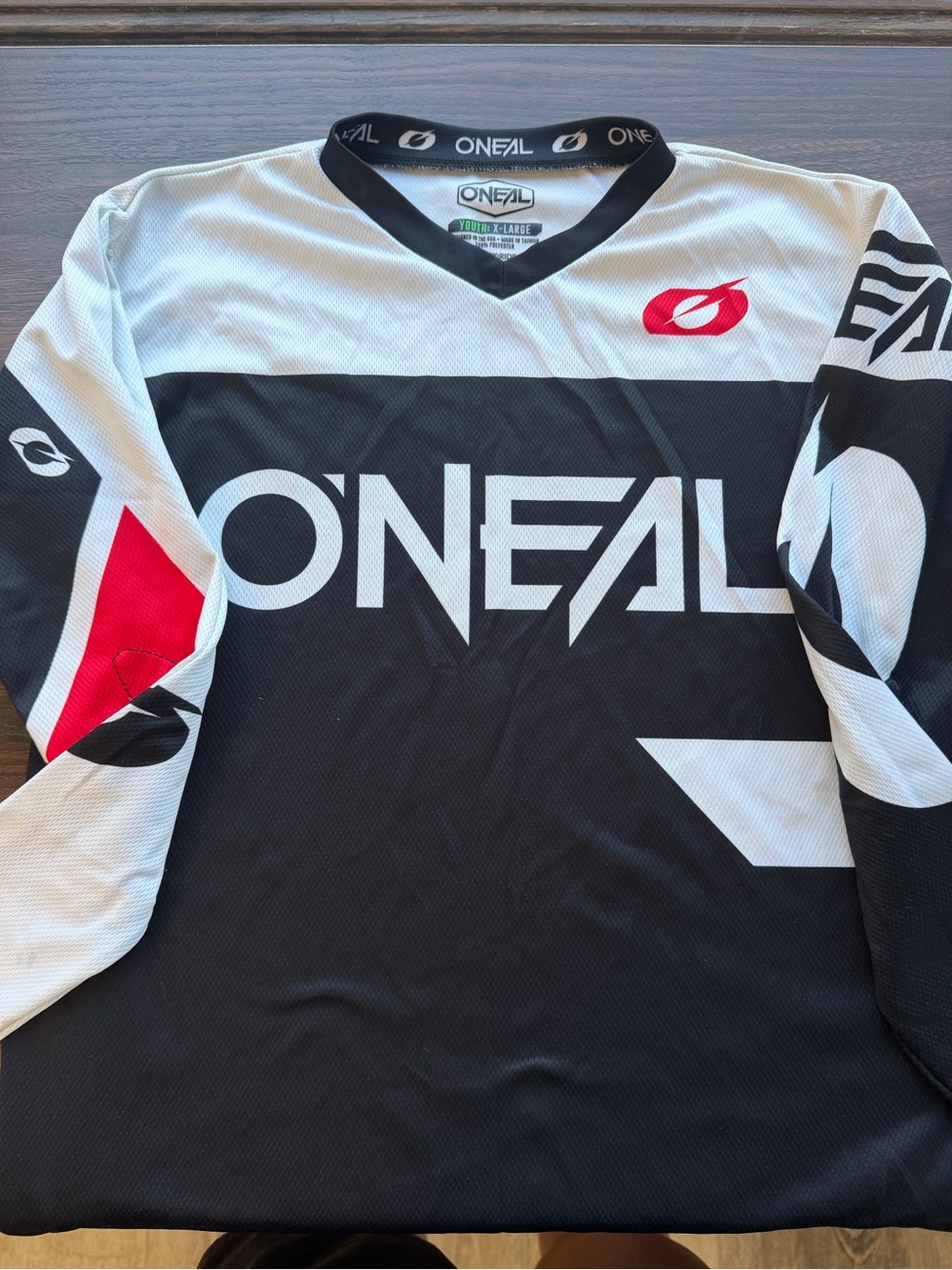 O'NEAL Kids Black & White MX Jersey with Red Accent